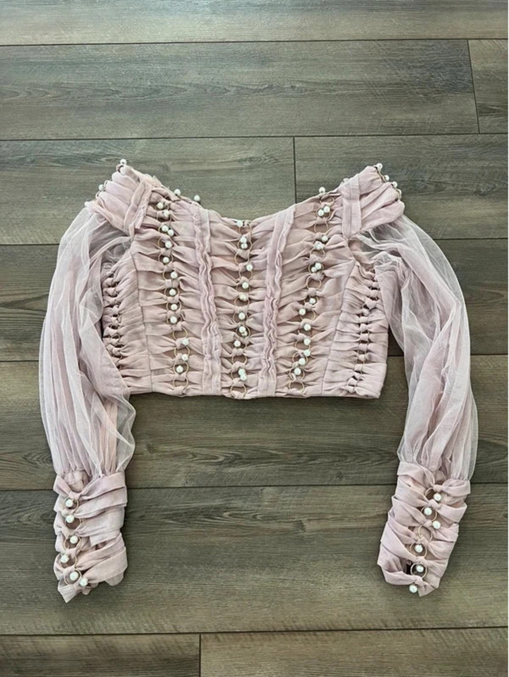 Zimmerman Cream Tulle Rhythmic Chain Pearl Top Sz 2